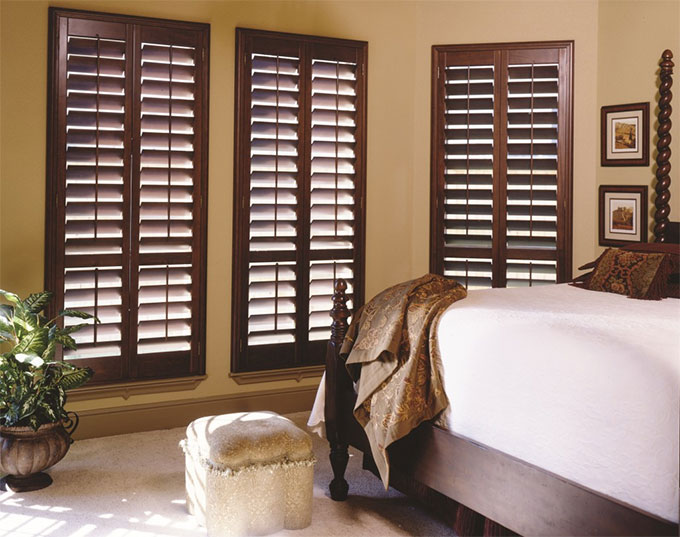 Dark Wood plantation shutters