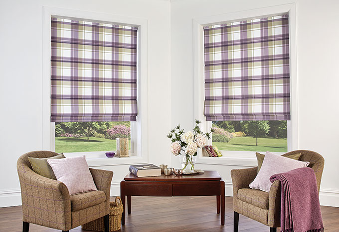 Highland Heather roman blinds