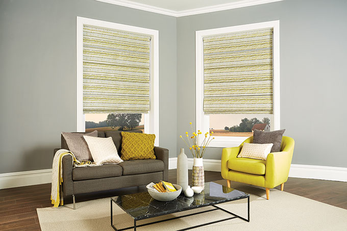 Pebble Chartreuse Tonic roman blinds